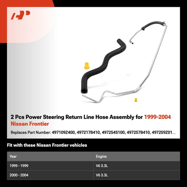 2 Pcs Power Steering Return Line Hose Assembly for 1999-2004 Nissan Frontier
