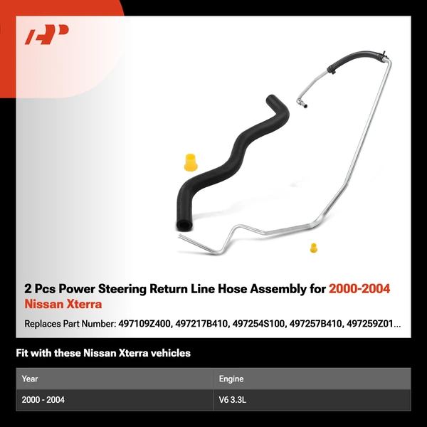 2 Pcs Power Steering Return Line Hose Assembly for 2000-2004 Nissan Xterra