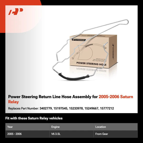 Power Steering Return Line Hose Assembly for 2005-2006 Saturn Relay