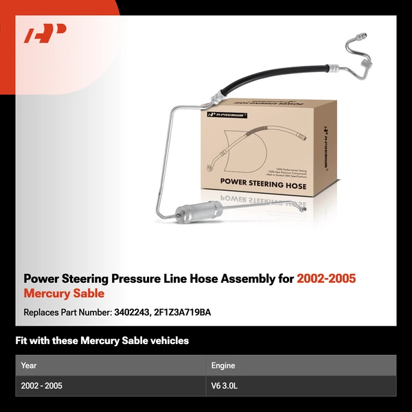 Power Steering Pressure Line Hose Assembly for 2002-2005 Mercury Sable