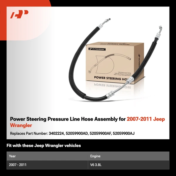 Power Steering Pressure Line Hose Assembly for 2007-2011 Jeep Wrangler