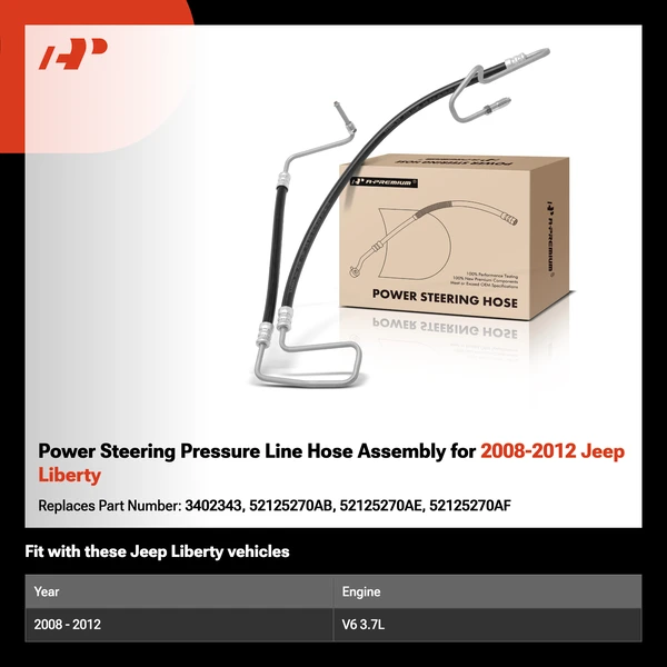 Power Steering Pressure Line Hose Assembly for 2008-2012 Jeep Liberty