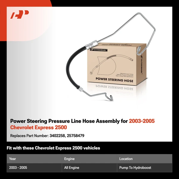 Power Steering Pressure Line Hose Assembly for 2003-2005 Chevrolet Express 2500