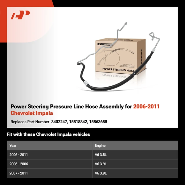 Power Steering Pressure Line Hose Assembly for 2006-2011 Chevrolet Impala