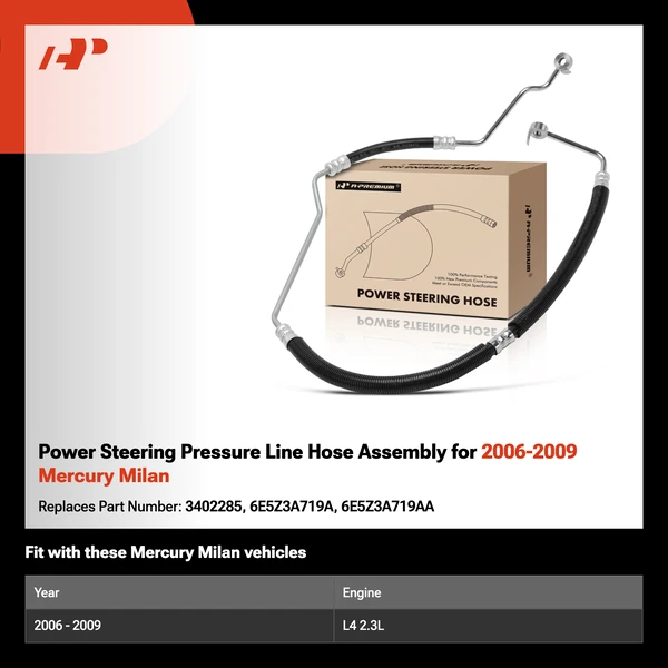 Power Steering Pressure Line Hose Assembly for 2006-2009 Mercury Milan