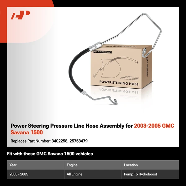 Power Steering Pressure Line Hose Assembly for 2003-2005 GMC Savana 1500