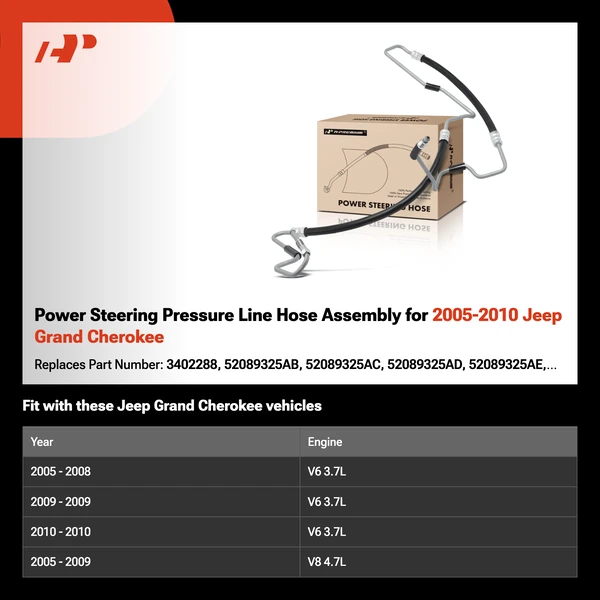 Power Steering Pressure Line Hose Assembly for 2005-2010 Jeep Grand Cherokee