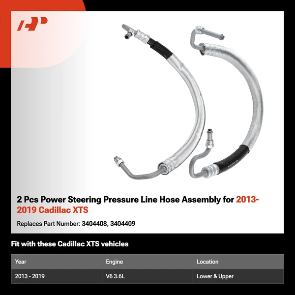 2 Pcs Power Steering Pressure Line Hose Assembly for 2013-2019 Cadillac XTS