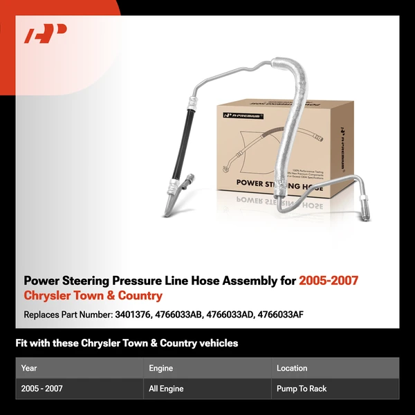 Power Steering Pressure Line Hose Assembly for 2005-2007 Chrysler Town & Country