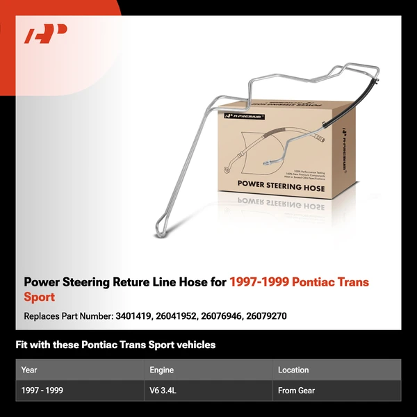 Power Steering Reture Line Hose for 1997-1999 Pontiac Trans Sport