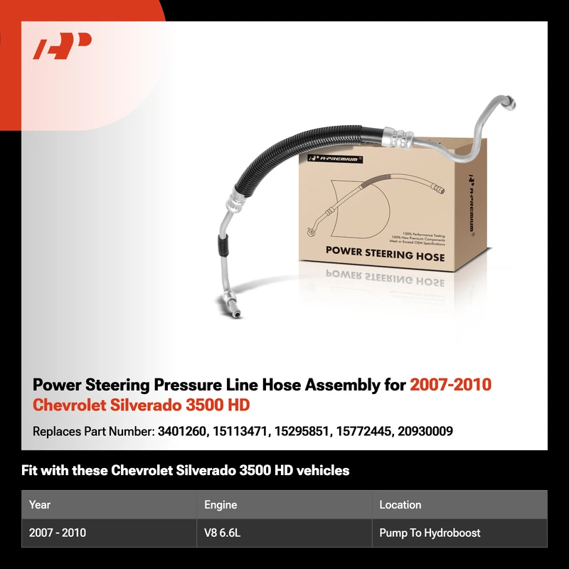 Power Steering Pressure Line Hose Assembly for 2007-2010 Chevrolet Silverado 3500 HD