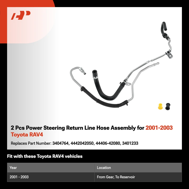 2 Pcs Power Steering Return Line Hose Assembly for 2001-2003 Toyota RAV4