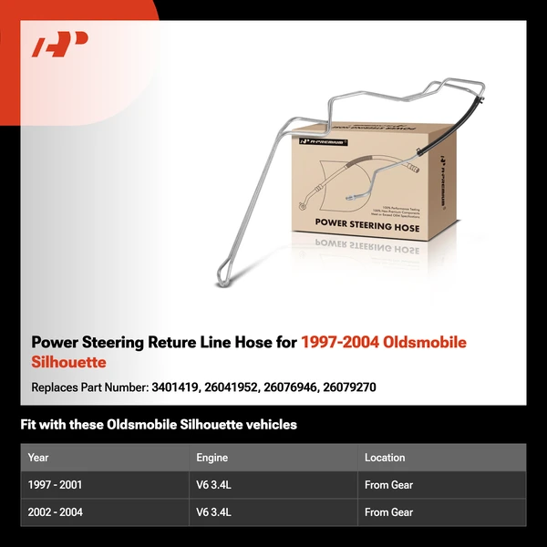 Power Steering Reture Line Hose for 1997-2004 Oldsmobile Silhouette