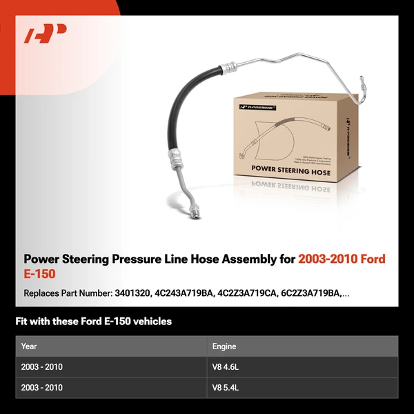 Power Steering Pressure Line Hose Assembly for 2003-2010 Ford E-150