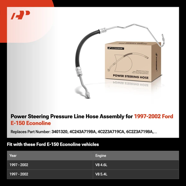 Power Steering Pressure Line Hose Assembly for 1997-2002 Ford E-150 Econoline