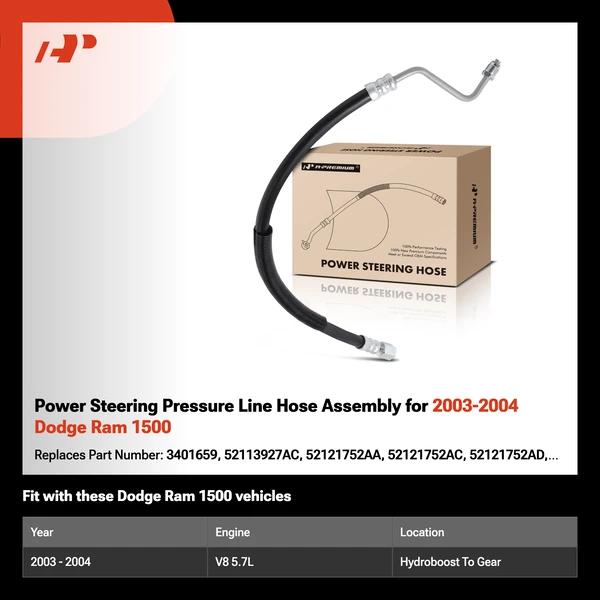 Power Steering Pressure Line Hose Assembly for 2003-2004 Dodge Ram 1500
