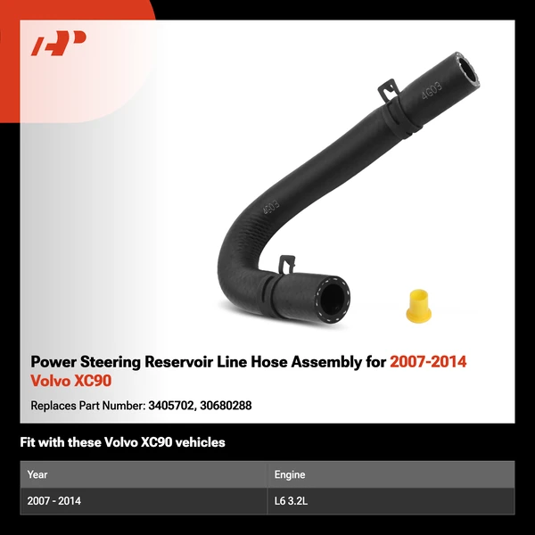 Power Steering Reservoir Line Hose Assembly for 2007-2014 Volvo XC90