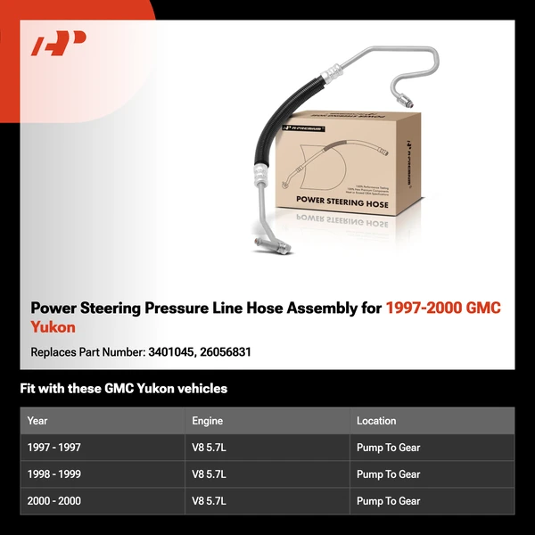 Power Steering Pressure Line Hose Assembly for 1997-2000 GMC Yukon
