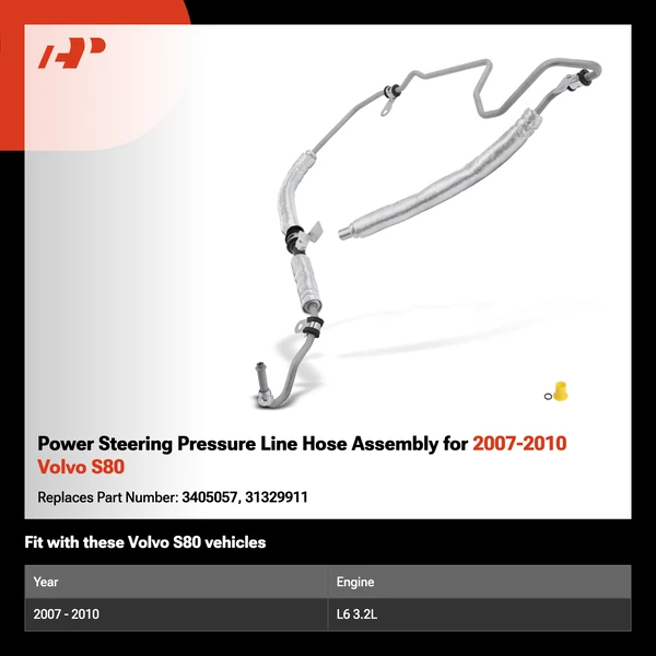 Power Steering Pressure Line Hose Assembly for 2007-2010 Volvo S80