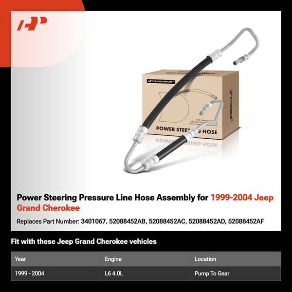 Power Steering Pressure Line Hose Assembly for 1999-2004 Jeep Grand Cherokee