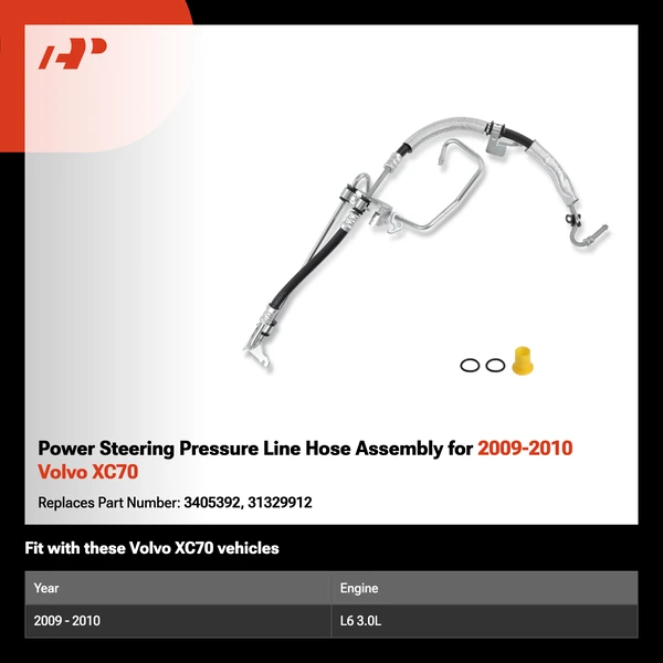 Power Steering Pressure Line Hose Assembly for 2009-2010 Volvo XC70