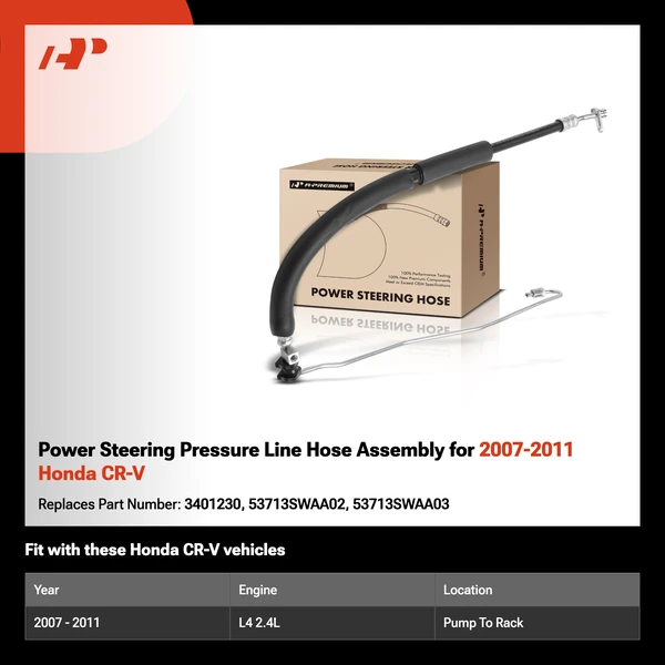 Power Steering Pressure Line Hose Assembly for 2007-2011 Honda CR-V