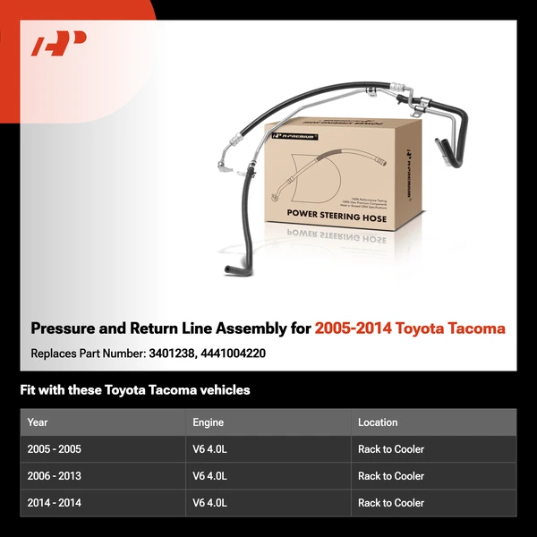 Pressure and Return Line Assembly for 2005-2014 Toyota Tacoma
