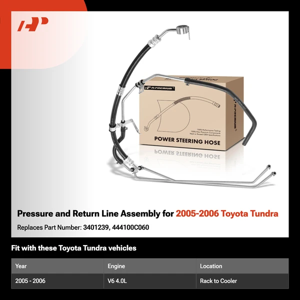 Pressure and Return Line Assembly for 2005-2006 Toyota Tundra