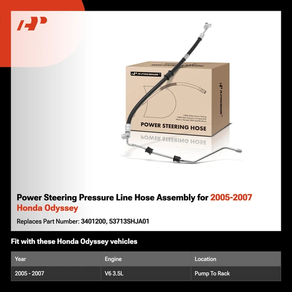 Power Steering Pressure Line Hose Assembly for 2005-2007 Honda Odyssey