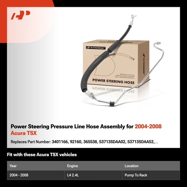 Power Steering Pressure Line Hose Assembly for 2004-2008 Acura TSX