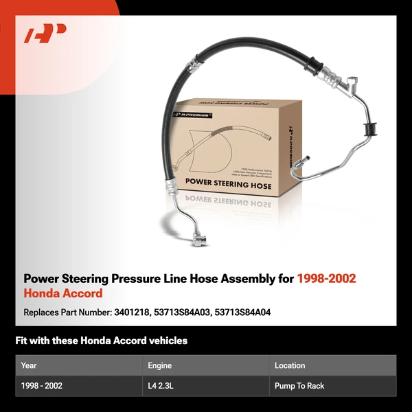 Power Steering Pressure Line Hose Assembly for 1998-2002 Honda Accord