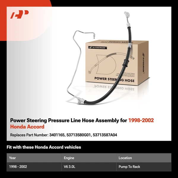 Power Steering Pressure Line Hose Assembly for 1998-2002 Honda Accord