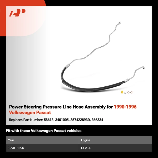 Power Steering Pressure Line Hose Assembly for 1990-1996 Volkswagen Passat