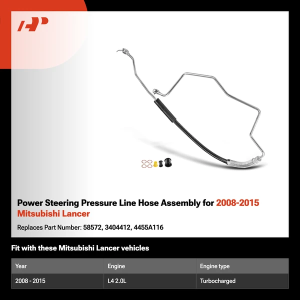 Power Steering Pressure Line Hose Assembly for 2008-2015 Mitsubishi Lancer