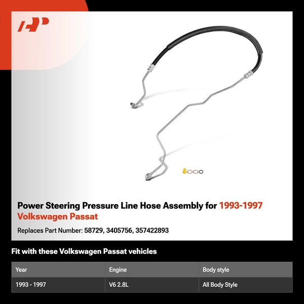 Power Steering Pressure Line Hose Assembly for 1993-1997 Volkswagen Passat