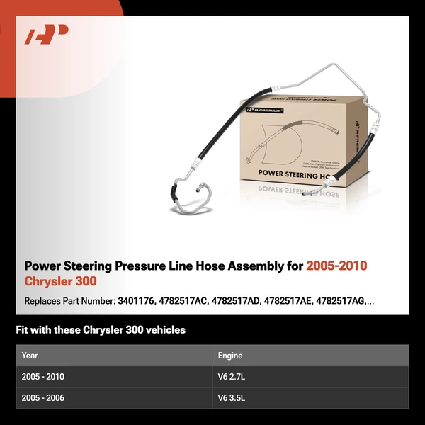 Power Steering Pressure Line Hose Assembly for 2005-2010 Chrysler 300