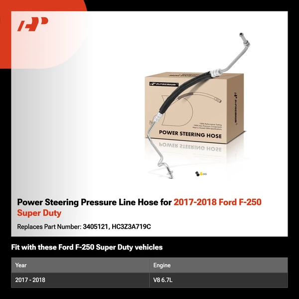 Power Steering Pressure Line Hose for 2017-2018 Ford F-250 Super Duty