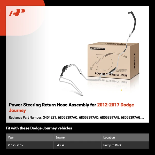 Power Steering Return Hose Assembly for 2012-2017 Dodge Journey