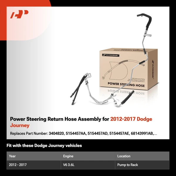 Power Steering Return Hose Assembly for 2012-2017 Dodge Journey