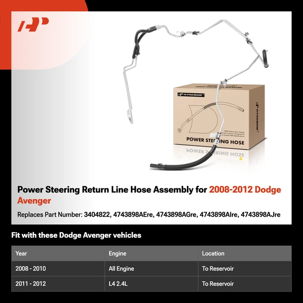 Power Steering Return Line Hose Assembly for 2008-2012 Dodge Avenger