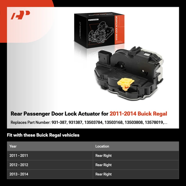 Rear Passenger Door Lock Actuator for 2011-2014 Buick Regal