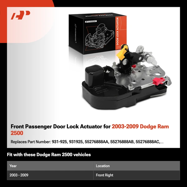 Front Passenger Door Lock Actuator for 2003-2009 Dodge Ram 2500