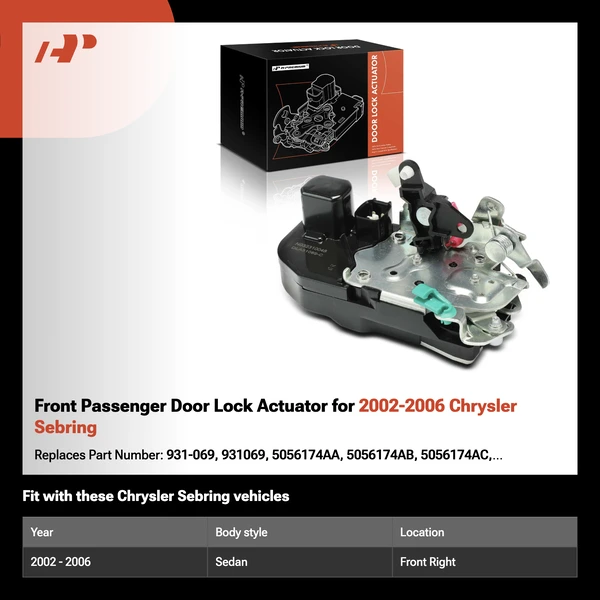 Front Passenger Door Lock Actuator for 2002-2006 Chrysler Sebring