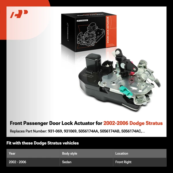 Front Passenger Door Lock Actuator for 2002-2006 Dodge Stratus