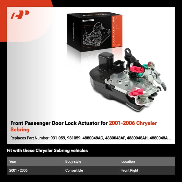 Front Passenger Door Lock Actuator for 2001-2006 Chrysler Sebring