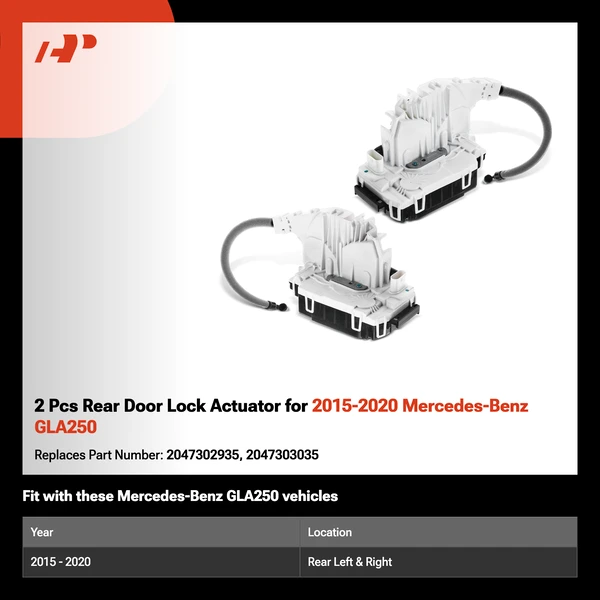 2 Pcs Rear Door Lock Actuator for 2015-2020 Mercedes-Benz GLA250