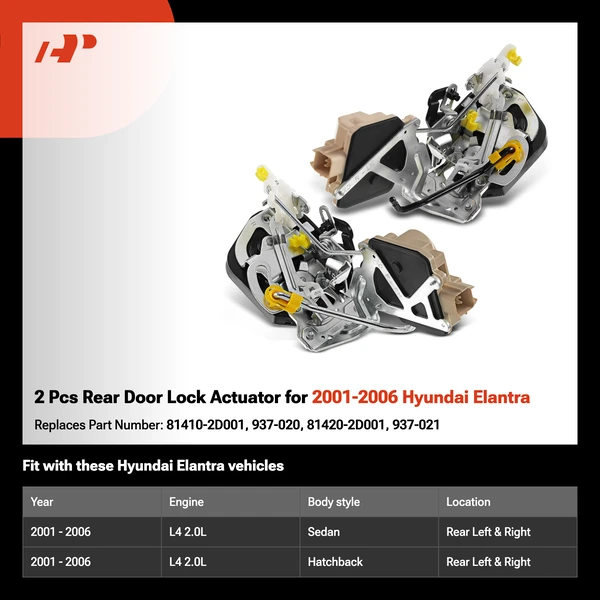 2 Pcs Rear Door Lock Actuator for 2001-2006 Hyundai Elantra