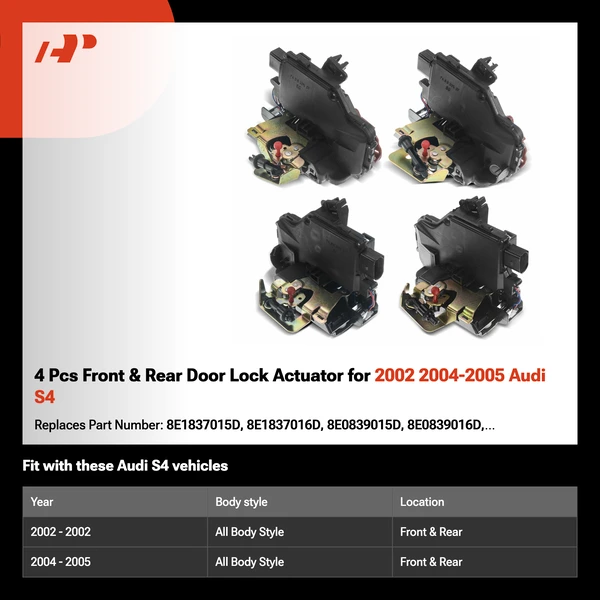 4 Pcs Front & Rear Door Lock Actuator for 2002 2004-2005 Audi S4
