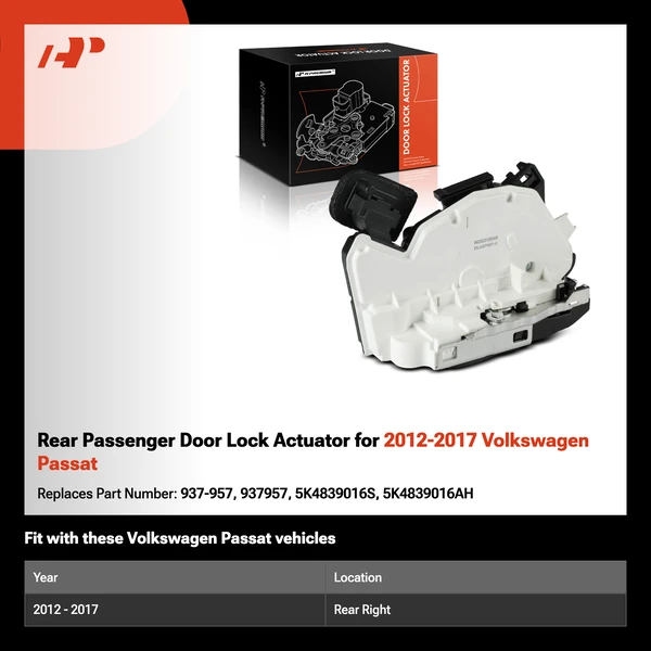 Rear Passenger Door Lock Actuator for 2012-2017 Volkswagen Passat