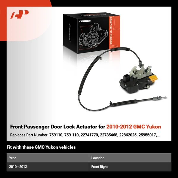 Front Passenger Door Lock Actuator for 2010-2012 GMC Yukon